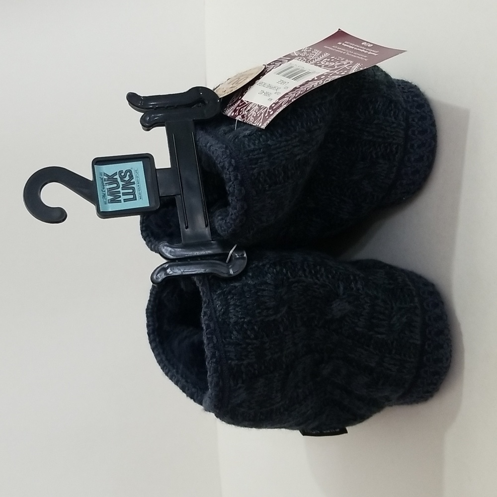 Muk Luks Navy Blue Women's Comfy Faux Fur Slippers Size Large - Picture 3 of 4